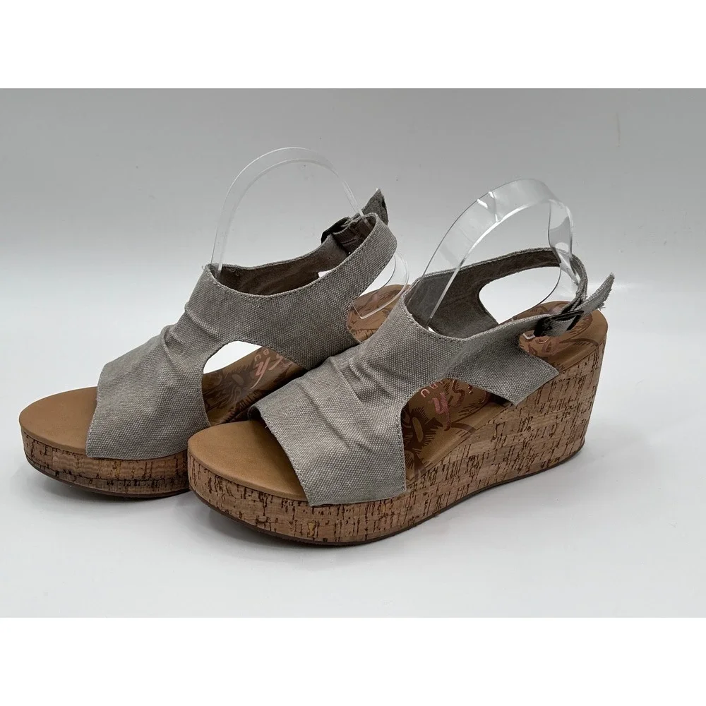 Blowfish Malibu Bliss Wedge Sandals Size 11 Canvas NWOT Cork Platform Boho Chic